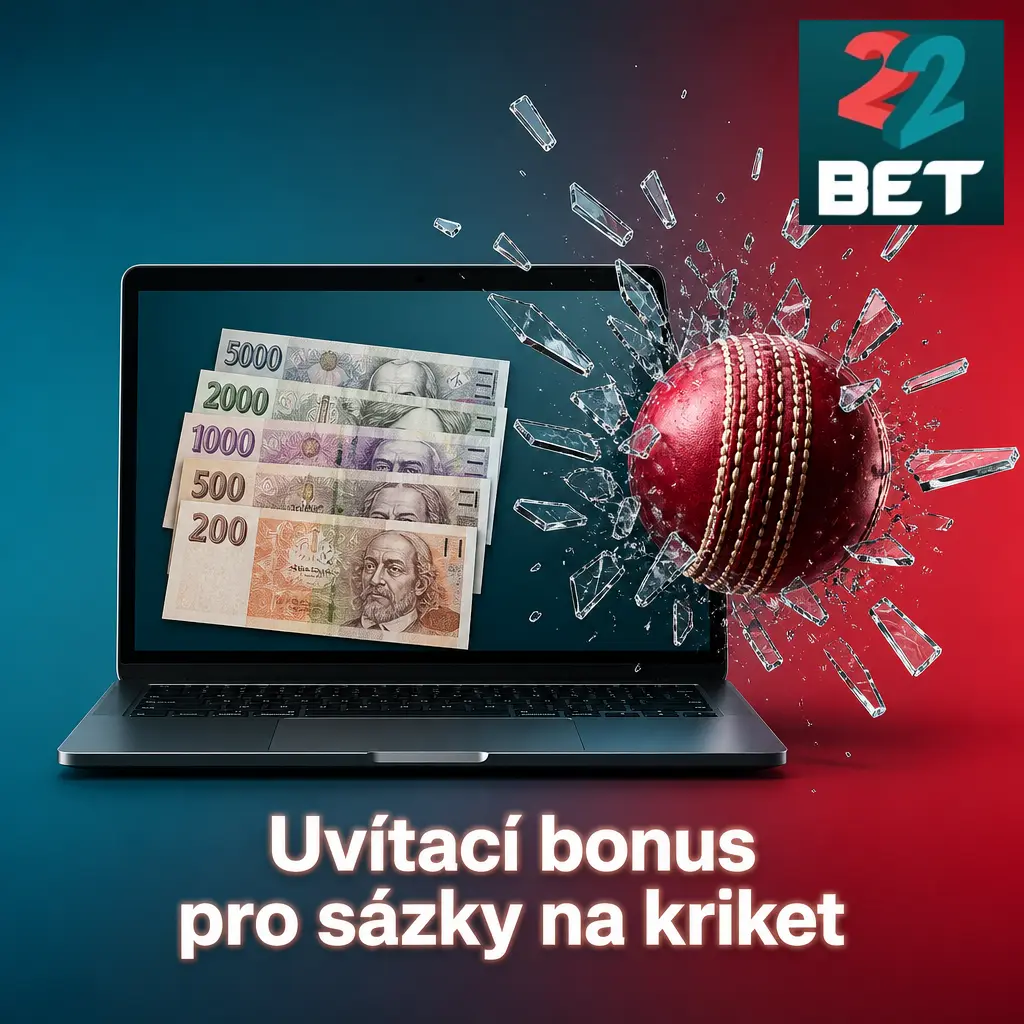 22Bet uvítací bonus 100 % až 3 000 Kč na sázky na kriket – IPL, T20 World Cup i testové zápasy