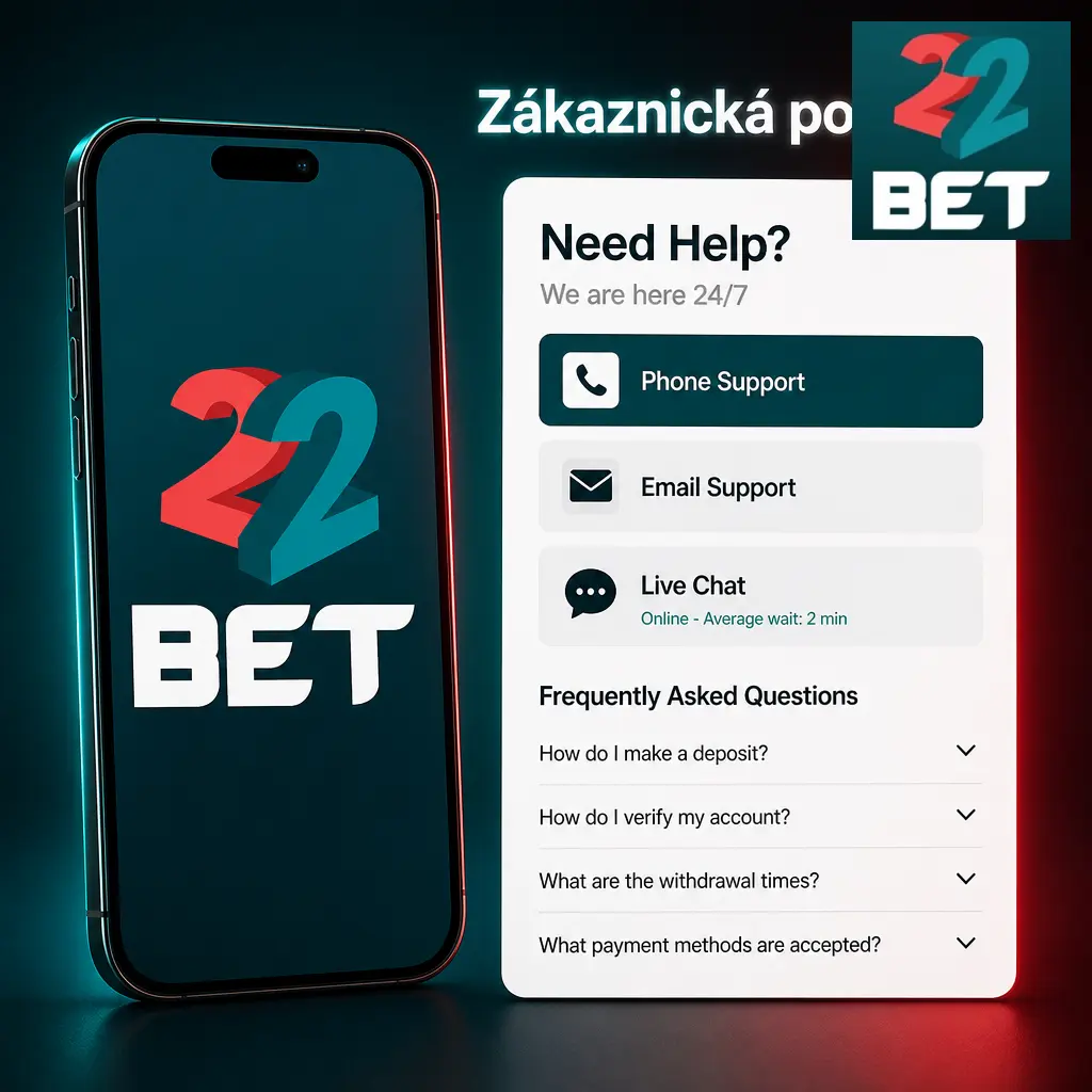 Zákaznická podpora 22Bet PWA aplikace - live chat, e-mail, telefon a FAQ pro hráče