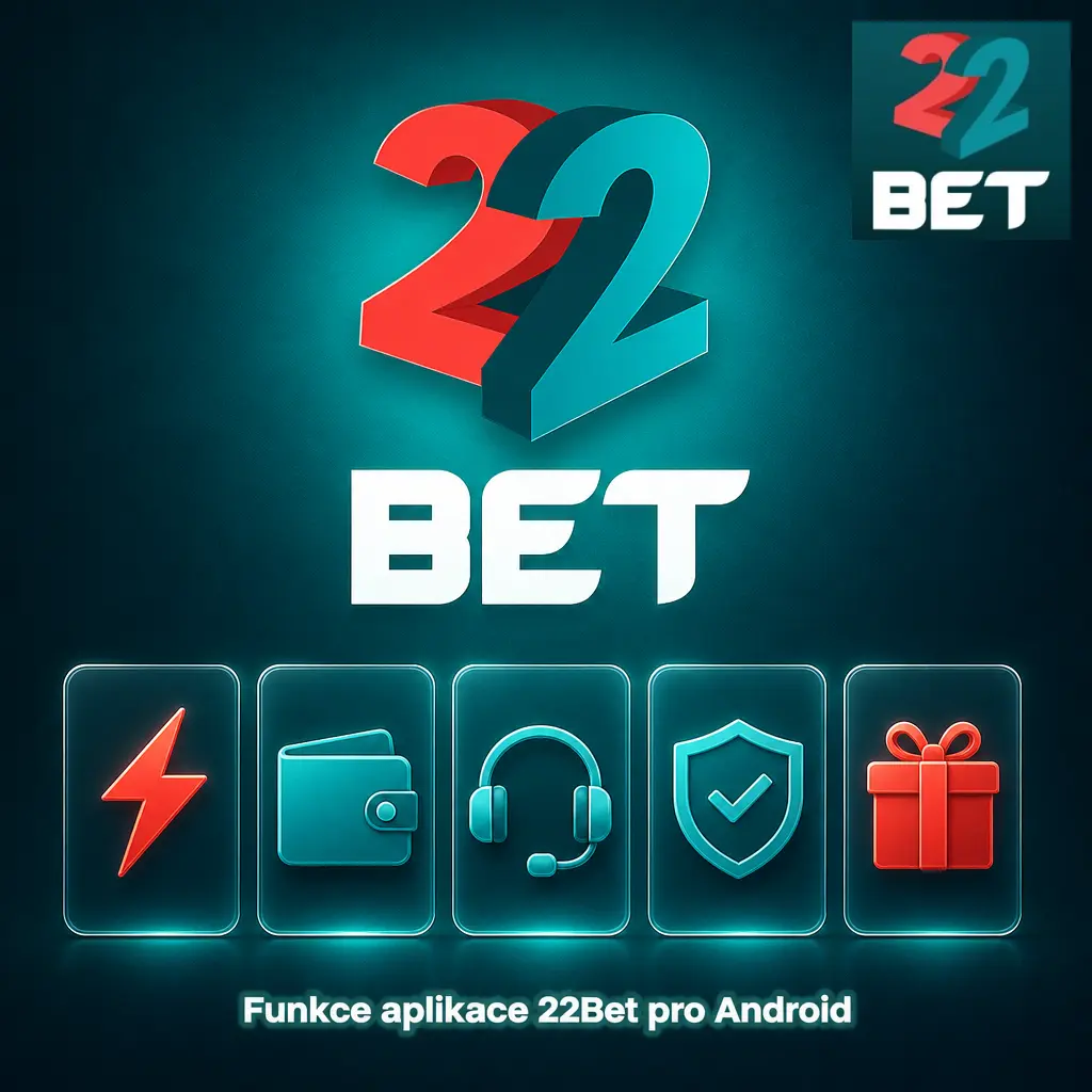 Snímek obrazovky aplikace 22Bet pro Android se živým sázením, casino sekcí a správou účtu na jednom místě.