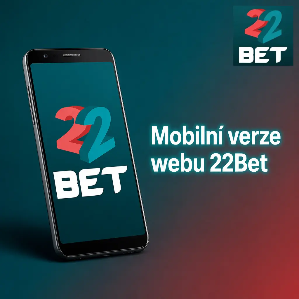 Mobilní verze webu 22Bet v prohlížeči na chytrém telefonu se sázkovými trhy a casino hrami